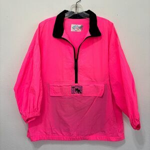 Gotcha Mens Anorak Jacket Medium Vintage 90s Neon Pink Surf Summer Beach